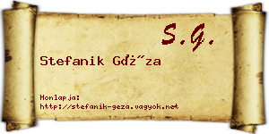 Stefanik Géza névjegykártya